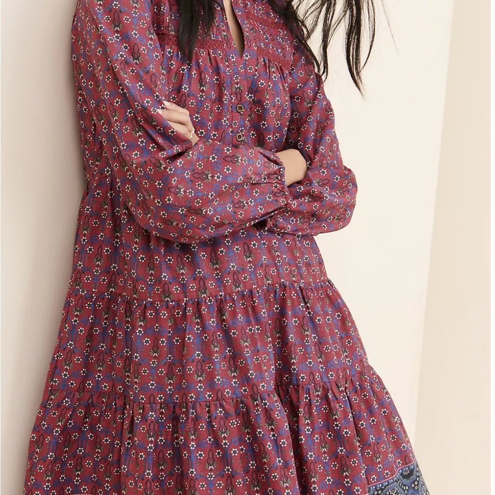 Anthropologie Diyana Tiered Tunic Mini Dress